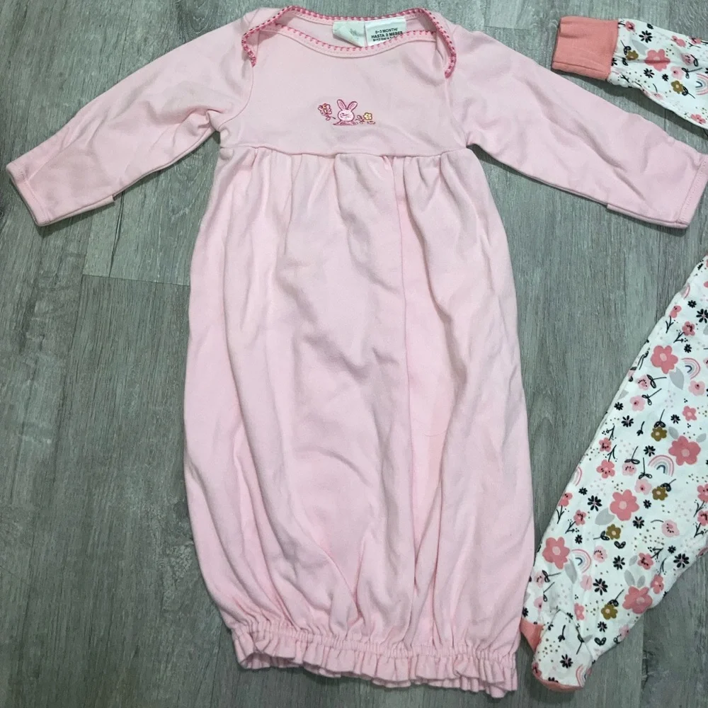 Spring 0-3 Months Sleeper Onesies Bundle Lot- Zipper Footie and Sleep Sack